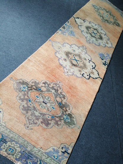 10 X 2.6 VINTAGE Oushak Runner Turkish Runner Rug Vintage Runner Rug Hallway Runner Rug Turkish Rug Runner Wool Runner Rug Wool Oushak Rug