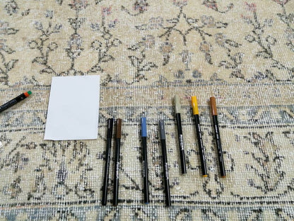 Muted Vintage Rug 6.6 x 10.4 Neutral Antique Rug Vintage Turkish  Rug Wool Oriental Rug Muted Persian Hand Made Rugs Vintage Turkish Rug