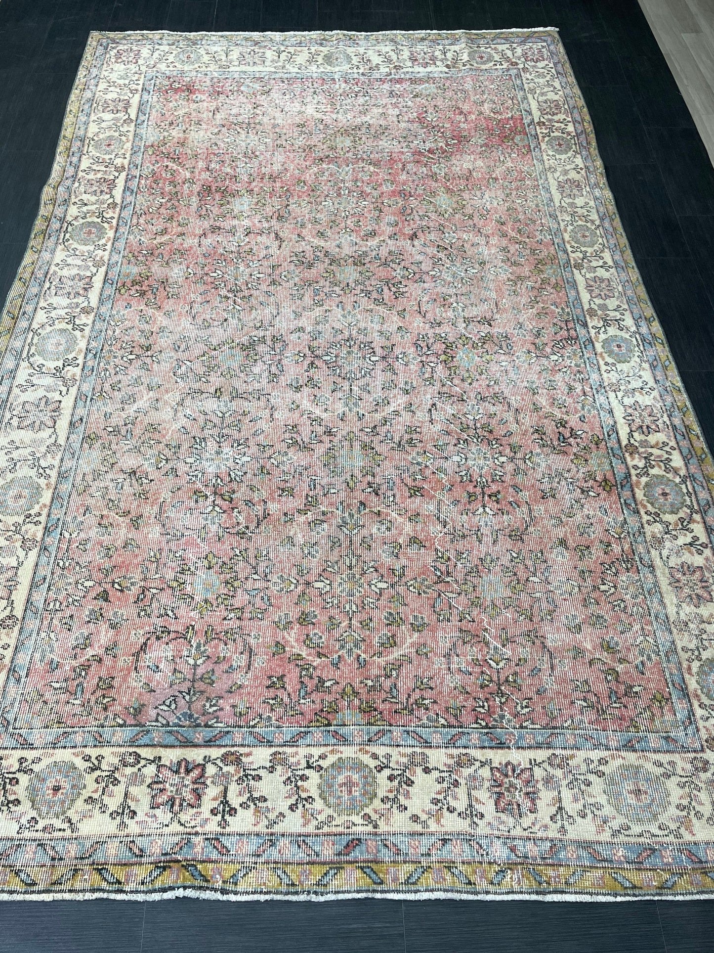 Oriental Vintage 6.6 x 10.6 Rug Vintage Hand Knotted Rug Wool Oushak Rug Hand Made Rugs Vintage Turkish Rug Persian Rug Distressed Rug