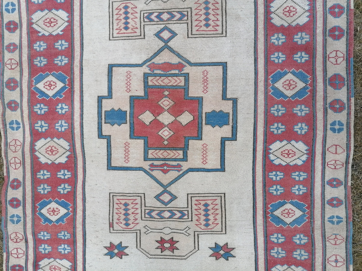 5.2 x 6.9 Turkısh hand knotted rug blue vıntage rug, handmade rug, wool rug