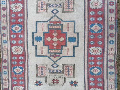 5.2 x 6.9 Turkısh hand knotted rug blue vıntage rug, handmade rug, wool rug