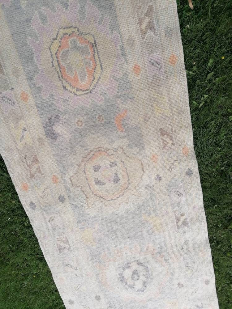 3x13 feet long oushak runner rug,turkish new production vintage oversize runner rug, hallway runner, kitchen runner, handmade wool runners