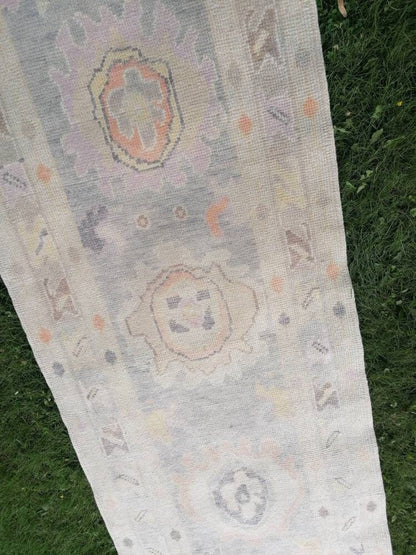 3x13 feet long oushak runner rug,turkish new production vintage oversize runner rug, hallway runner, kitchen runner, handmade wool runners