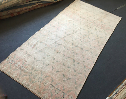 4.4x8.9 feet handmade muted color bedroom large rug, vintage turkish living room wide rug, entryway middle rug,wool oushak kitchen floor rug