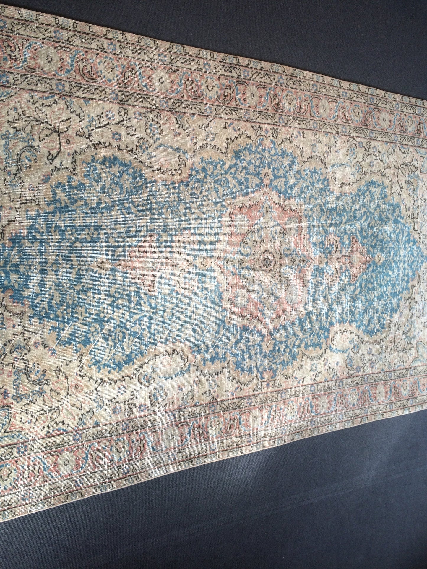 8.3x5 Light Pink Rug,Light Blue Rug,Turkish Rug,Vintage Rug, 5x8 Oushak Rug,Hand made Rug, Wool rug