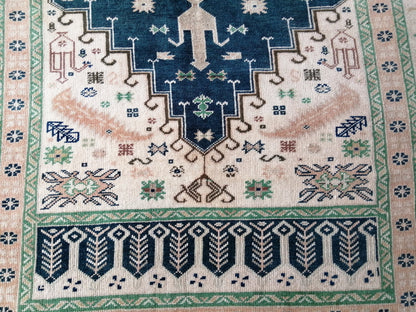 BLUE Rug 4.8 x 6.8 Hand Made Rug, Oushak Rug, QUALITY Rug, Bohemian Rug, Rug Runner, Turkish Rug, Farmhouse Rug, Vintage Rug, Wool rug