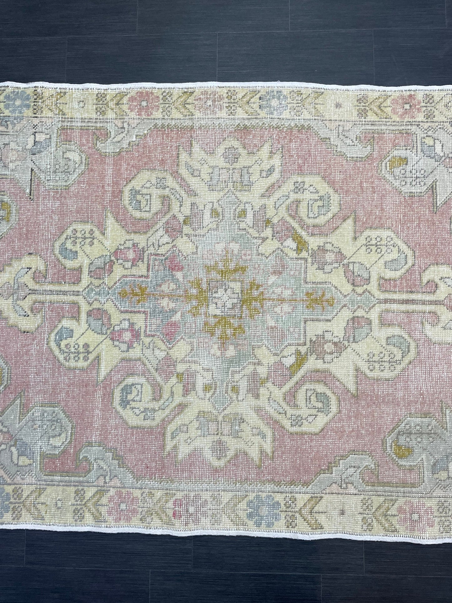 Vintage Rug, Persian Rug, Muted Handmade 4.7 x 7.4 Rug, Natural Wool Oushak Rug Hand Knotted, Vintage Turkish Rug