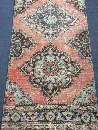 3x13 Turkish Runner Rug Oushak Runner Rug  Vintage Runner Rug Hallway Runner Rug