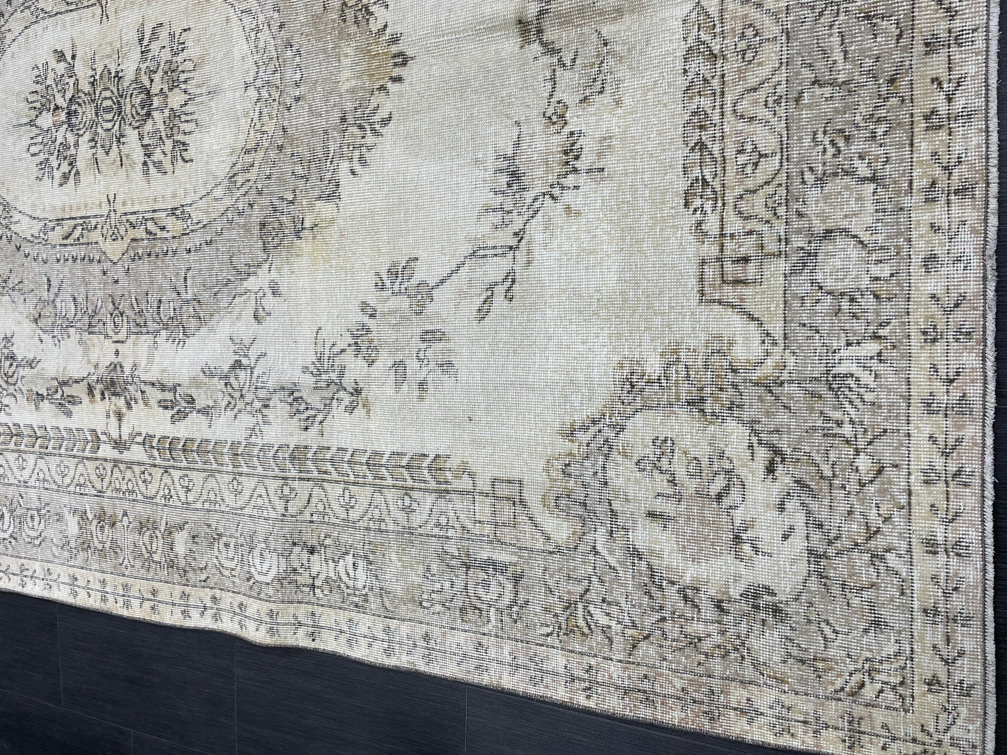 Neutral RUG Vintage Rug 6.7 x 10 ft Vintage Neutral Persian Rug Muted Wool Oriental Rug Blue Handmade Rug Distressed Turkish Antique Rug