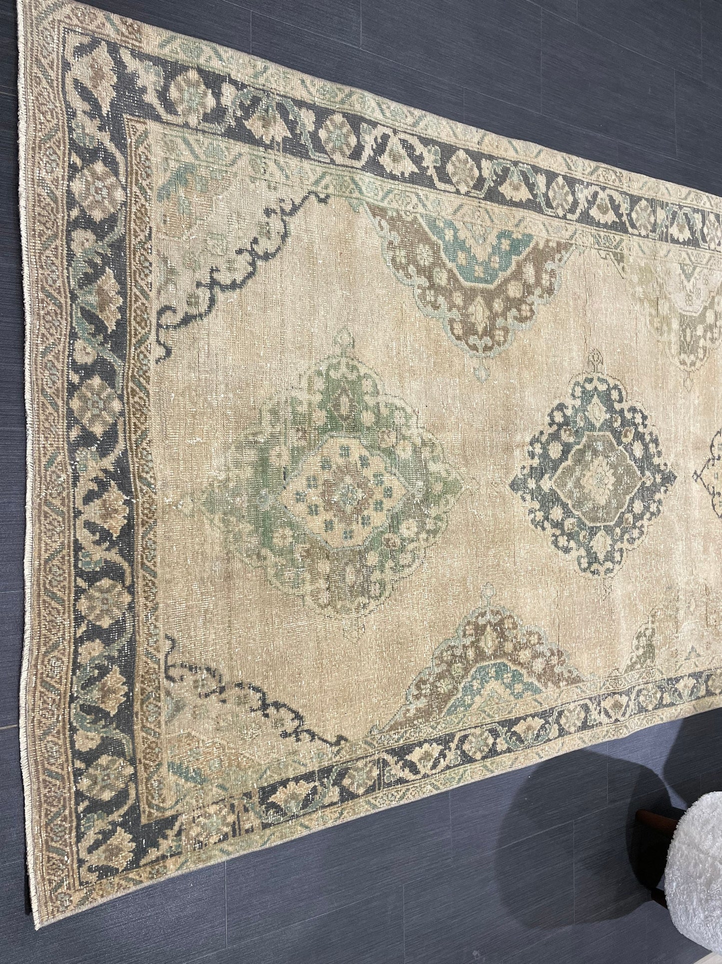 Muted Vintage Runner Rug Vintage Oushak Runner Rug 4.7 x 13 Hallway Runner Rug Turkish Kitchen Runner Rug Antique Wool Oriental Runner Rug