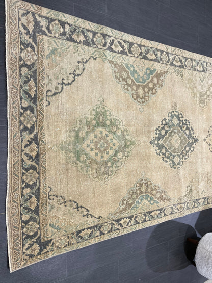 Muted Vintage Runner Rug Vintage Oushak Runner Rug 4.7 x 13 Hallway Runner Rug Turkish Kitchen Runner Rug Antique Wool Oriental Runner Rug