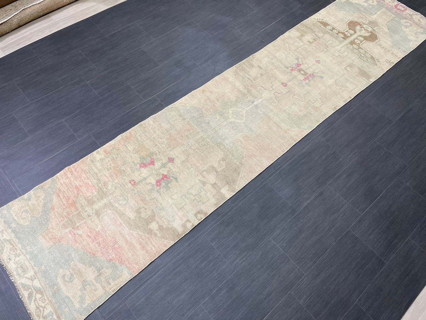 Muted Runner Rug Muted Turkish Runner Rug Vintage 2.5 x 11.5 Runner Rug Hallway Runner Rug Kitchen Runner Rug Oriental Runner Wool Runner