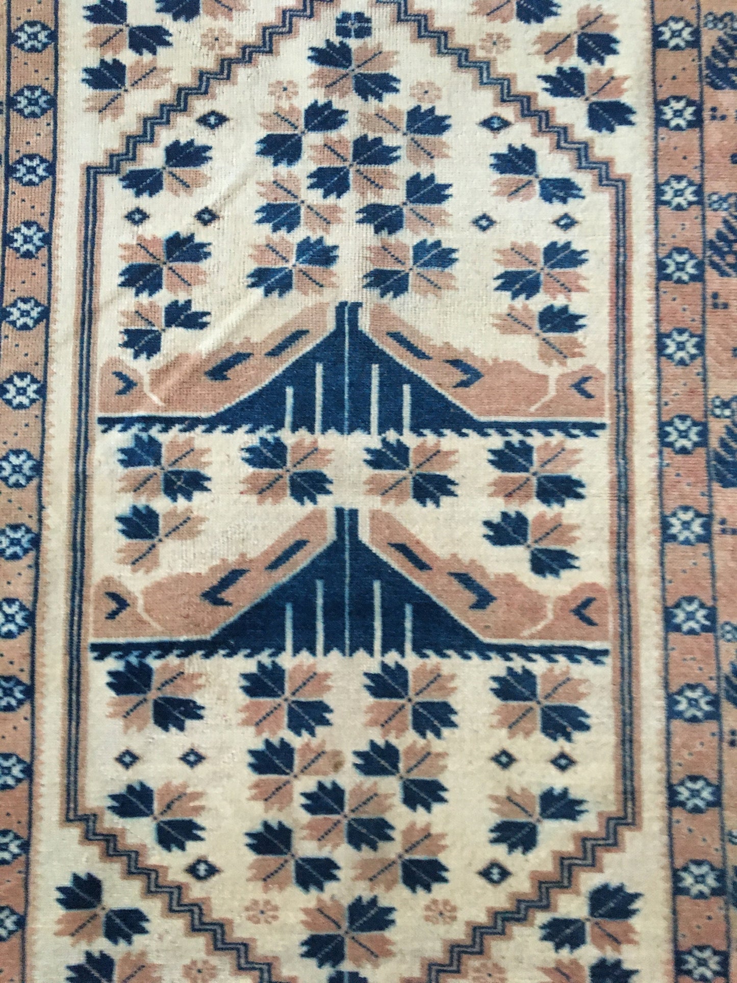 3.6x6 feet wool natural muted turkish kitchen rug, living room floor bohemian rugs, vintage brown large rug, bedroom area rug, wide blue rug