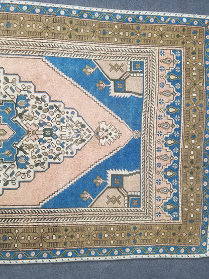 3.6 x 6.6 Turkish rug, vintage rug, vintage oushak rug, Hand Knotted Rug , Handmade Rug