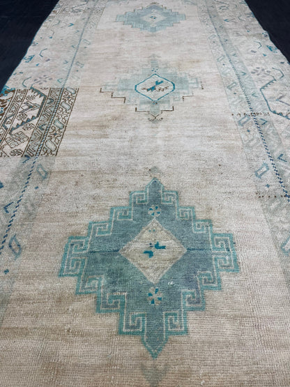 Muted Handmade Runner 4.5 x 11.6 Runner Turkish Runner Rug Faded Vintage Runner Rug Hallway Runner  Neutral Kitchen Runner Rug Wool Runner
