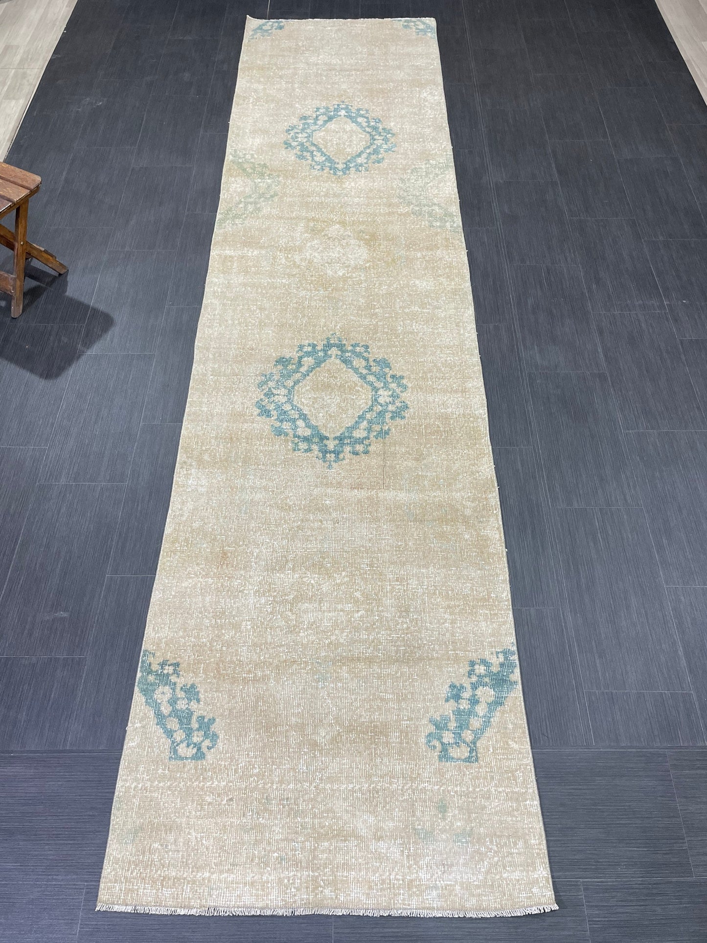 Muted Hand Knotted Runner Rug 3 x 12 Turkish Runner Rug Vintage Runner Rug Hallway Runner Rug Kitchen Runner Rug Handmade Runner Rug