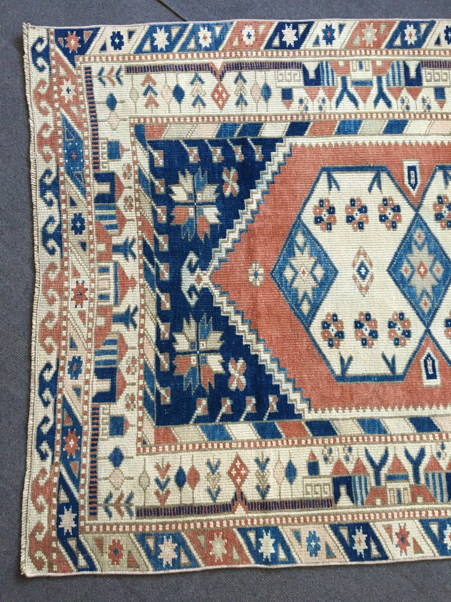 4x6 feet trurkish blue muted bedroom rug, vintage oushak living room flor large rug, kitchen area wide bohemian rug, etnique large bathroom