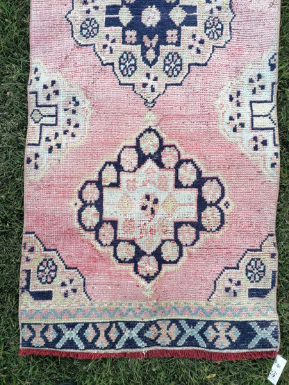 11x2'7 oushak turkish runner rug, vintage turkish runner rug, oushak vintage runner ,vintage rug,kitchen runner rug, vintage anatolian rug