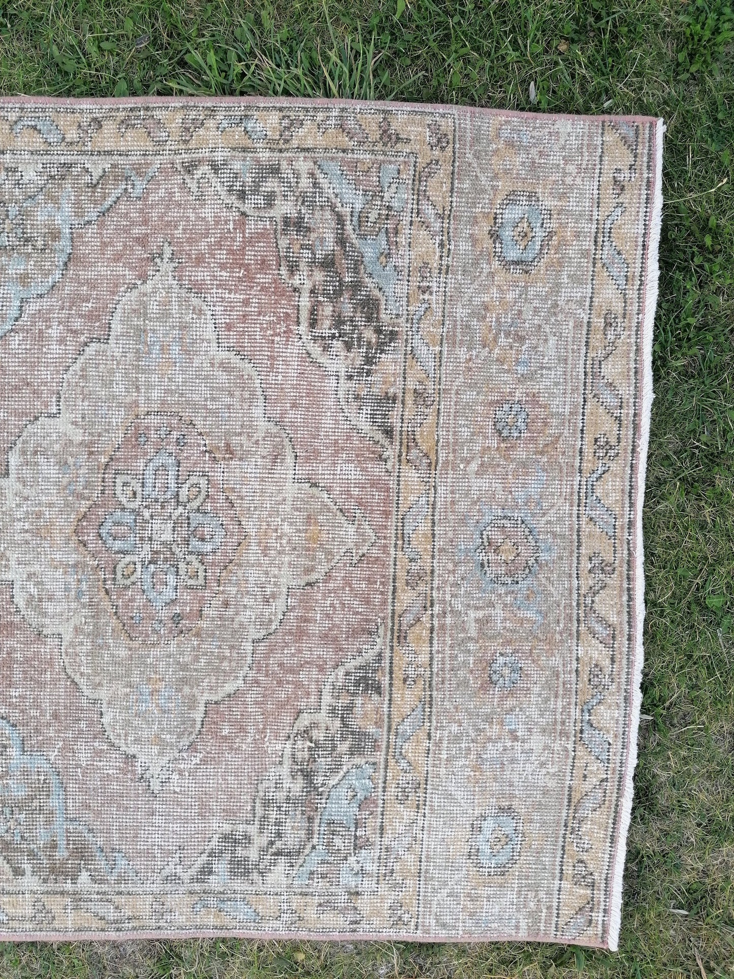 3'2x12'9 oushak turkish runner rug, kitchen wool runner rug ,vintage hallway rug, vintage hand made rug