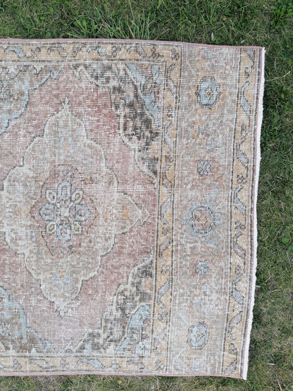 3'2x12'9 oushak turkish runner rug, kitchen wool runner rug ,vintage hallway rug, vintage hand made rug