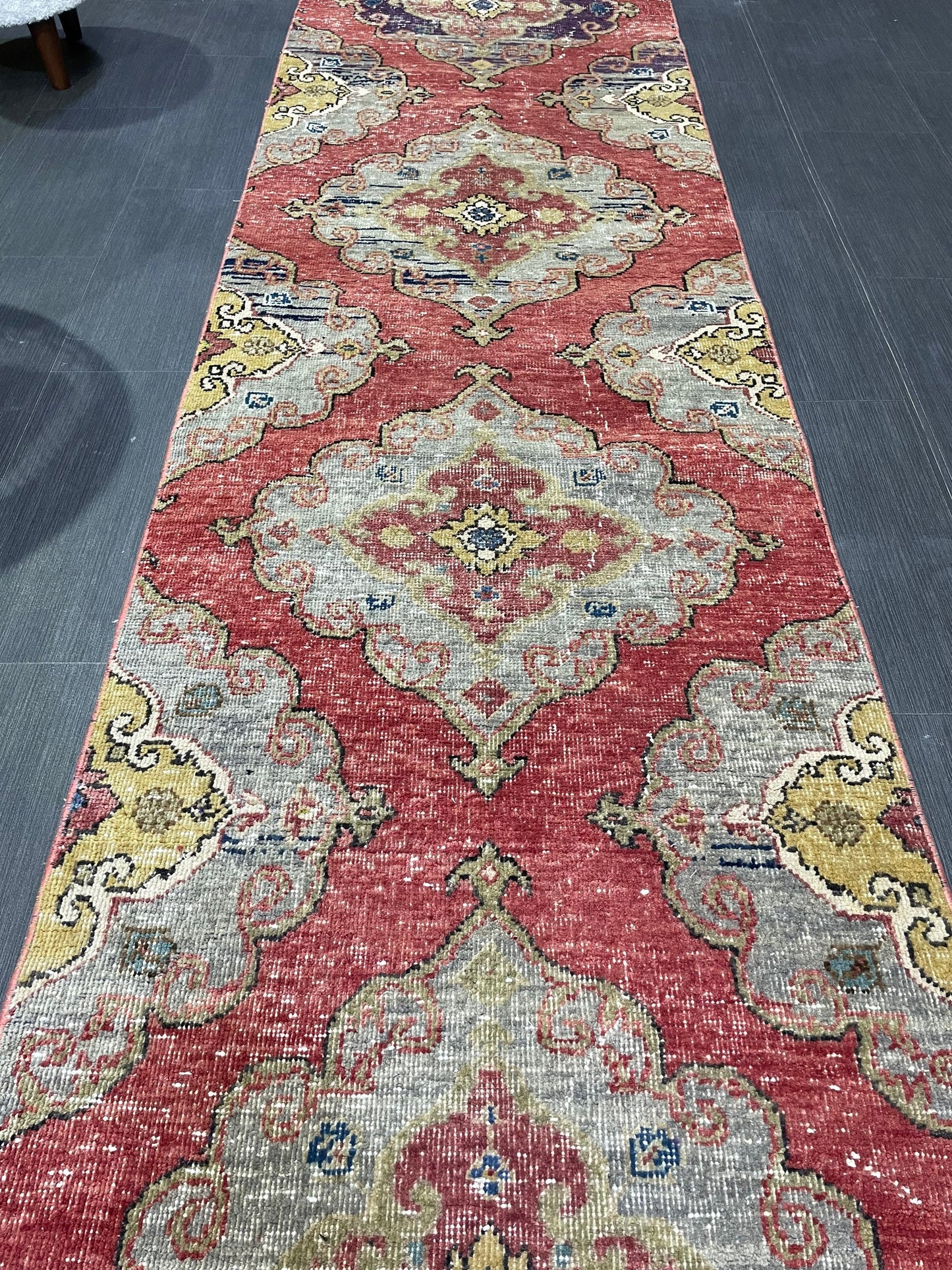 Oushak Runner Rug, Muted Vintage Runner 2.8 x 12.8 Rug, Hallway Runner Rug, Kitchen Runner Rug Wool Runner Rug Wool Oushak Rug