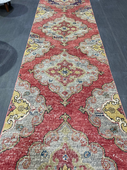 Oushak Runner Rug, Muted Vintage Runner 2.8 x 12.8 Rug, Hallway Runner Rug, Kitchen Runner Rug Wool Runner Rug Wool Oushak Rug