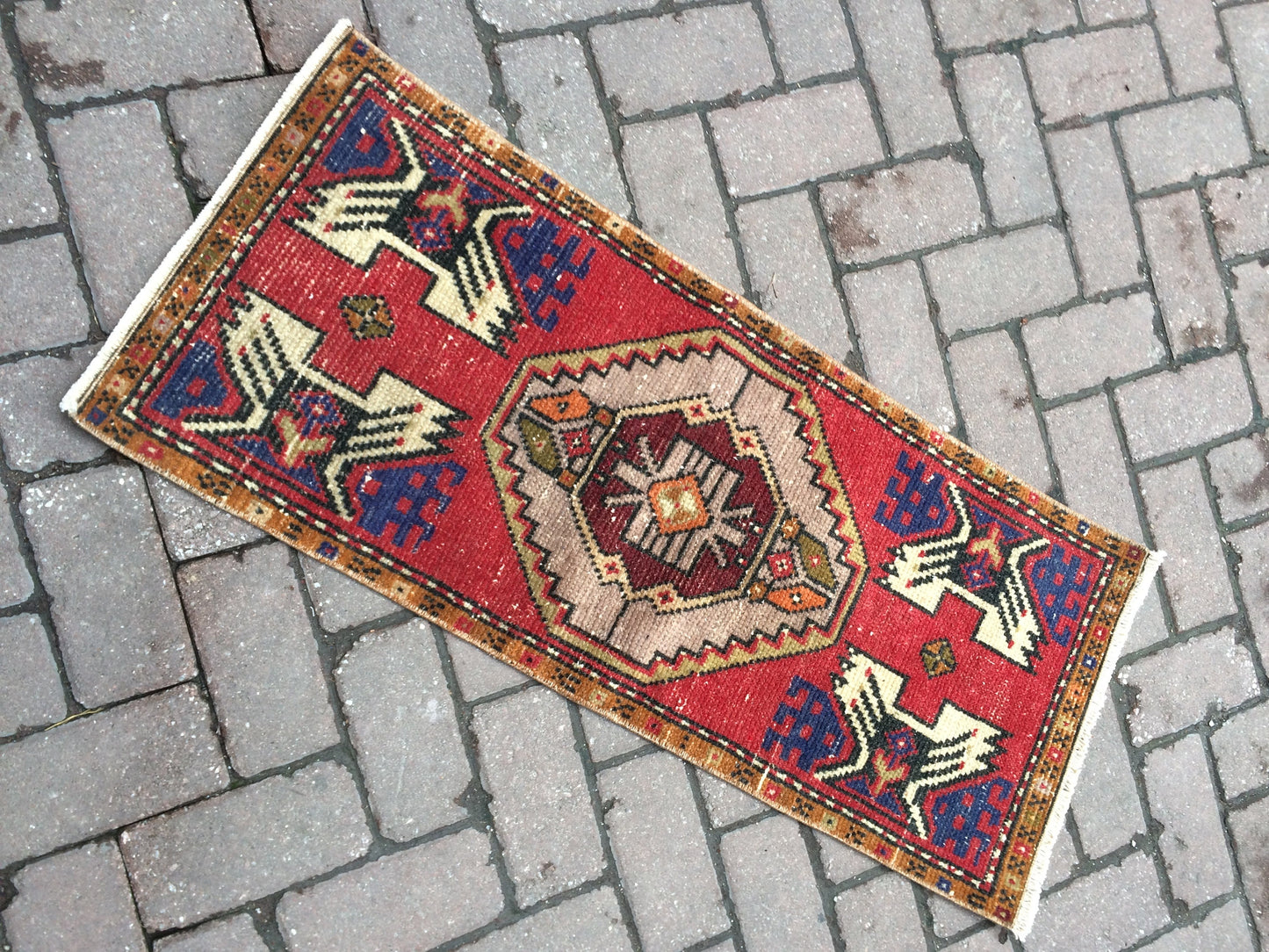 Vintage SMALL AREA TURKISH  Rug,Bohemian Rug,Turkish Rug,Antique Rug,Oushak antique Rug,Hand woven Rug,Weaving Rug,Ethnic Rug,Kitchen Rug