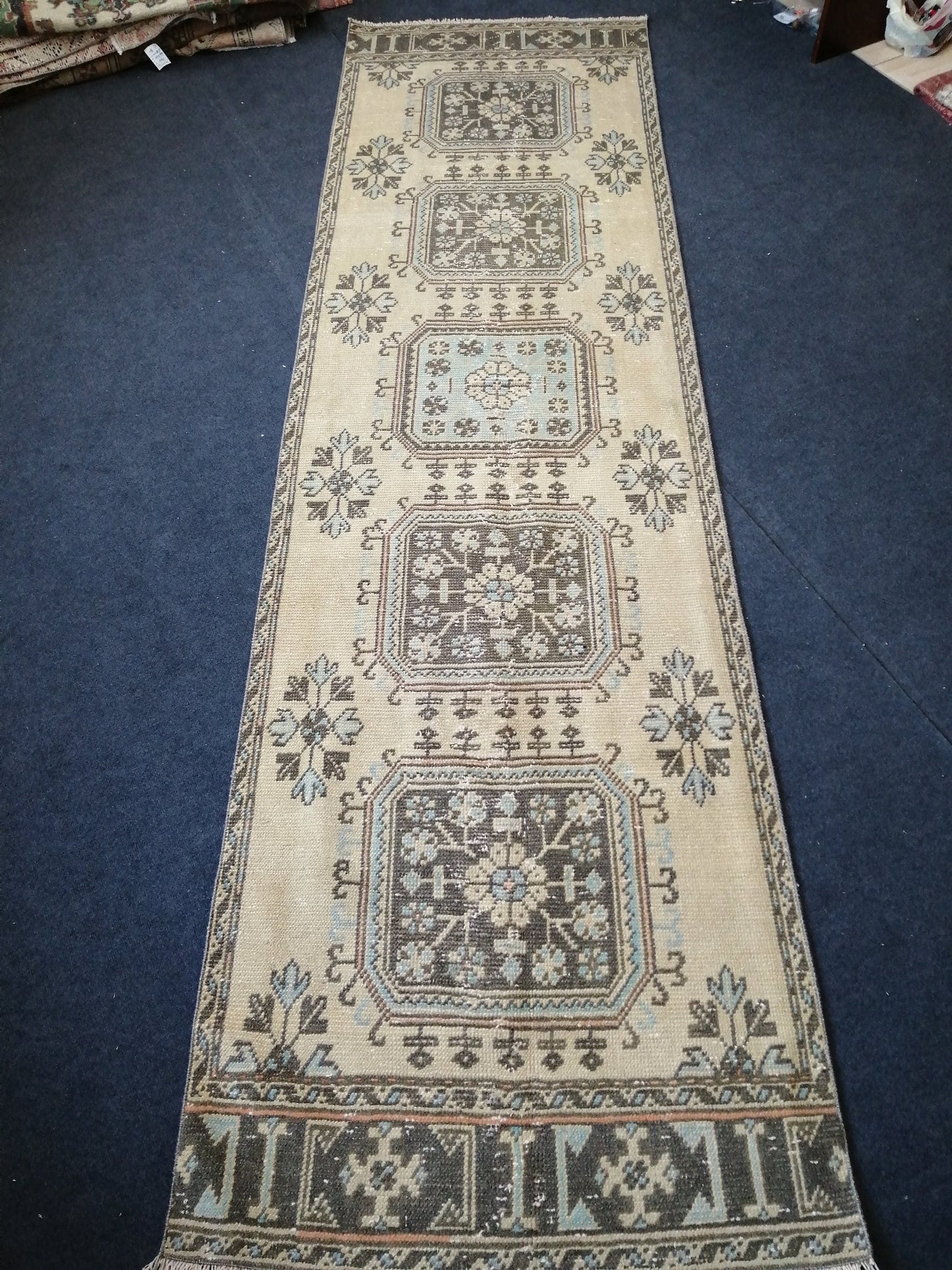 3.2 x 11.5 Muted Oushak Runner Rug Turkish Runner Rug Vintage Runner Rug Hallway Runner Rug Kitchen Runner Rug Wool Runner Rug Wool Rug