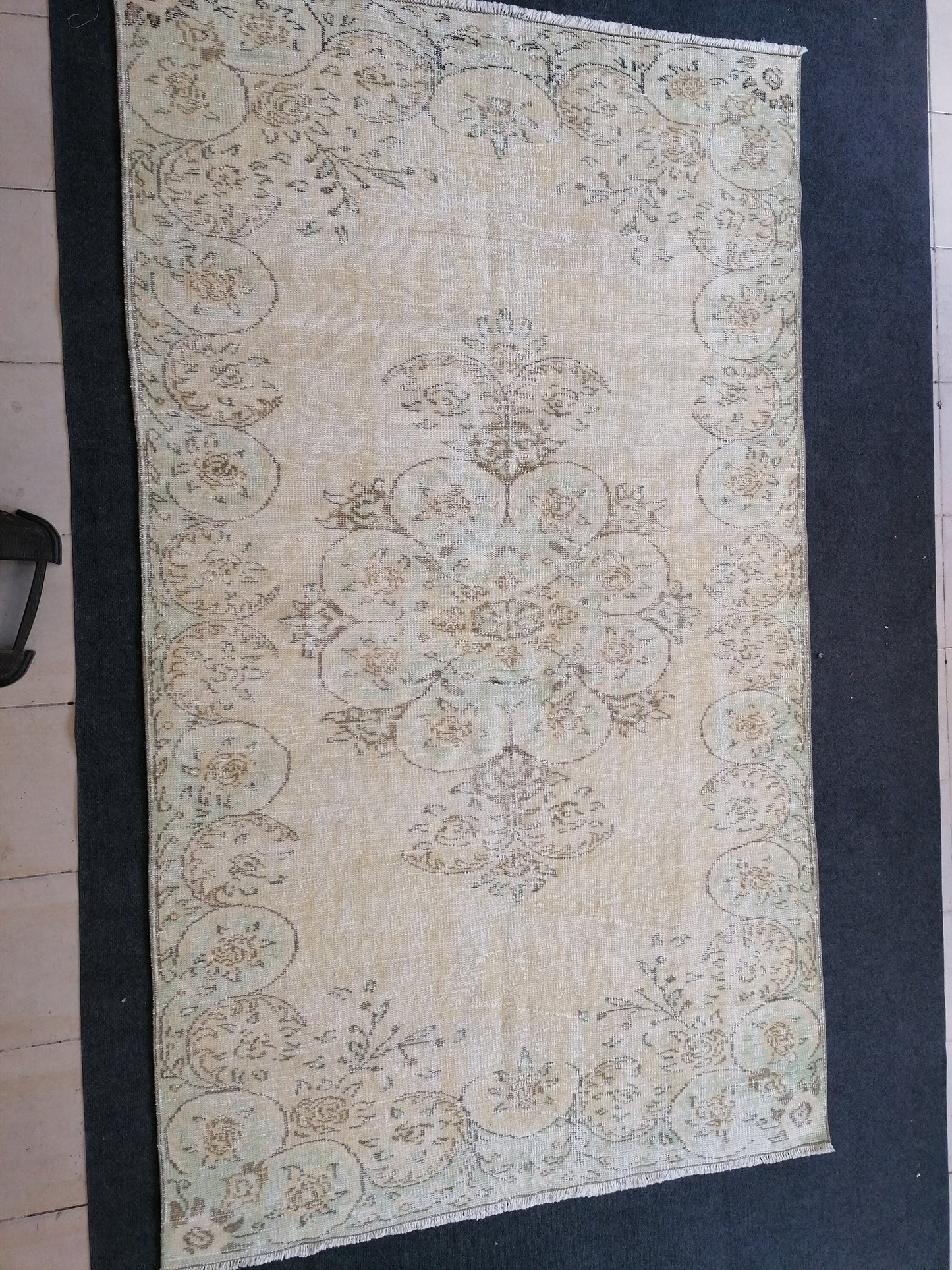 Vintage rug 8'7x5' muted wool oushak rug hand made rugs vintage turkish rug distressed rug