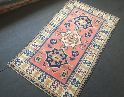 4x6 feet pink largest living room rug, handmadae blue kitchen area rug, vintage wool etnique wide bedroom rug, bathroom floor large carpet