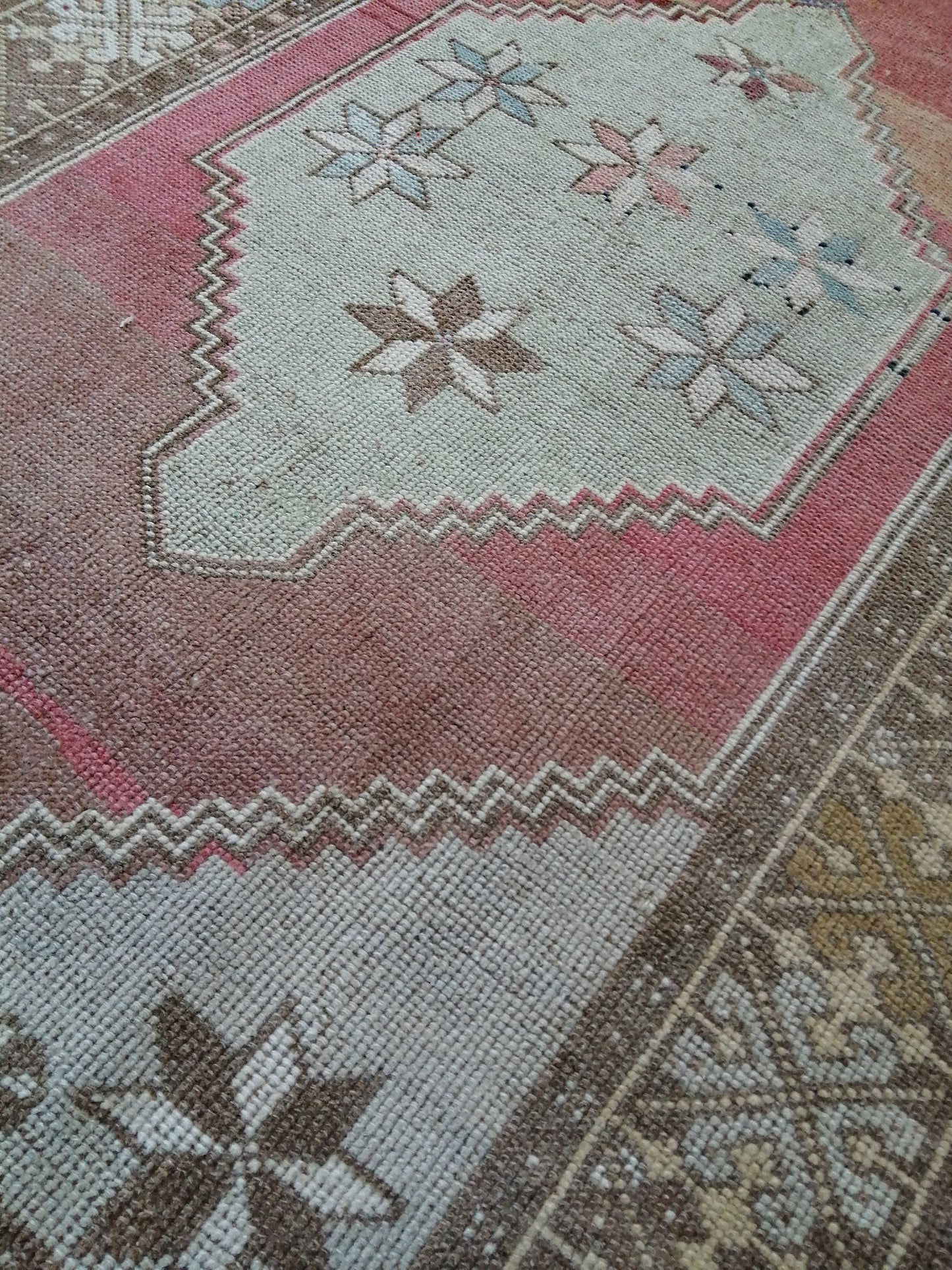 7 x 3.7 vintage Rug Oushak Rug Turkish Rug Blue Hand Made Rugs Oriental Rug Wool Rug