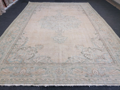 7 x 10 Distressed vintage rug  large handmade rug, antique rug, rustic rug, floral rug turkish rug, farmhouse rug, wool rug