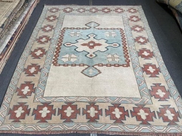 5 x 6 Large turkish oushak rug - living room rug, handmade rug