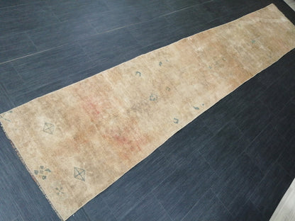 2.3 x 12.3 Muted Oushak Runner Rug Turkish Runner Rug Muted Vintage Runner Rug Washedout  Hallway Runner Rug Kitchen Runner Rug Wool Runner