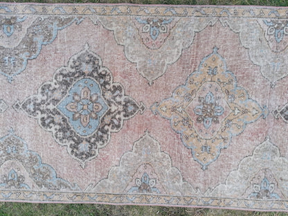 3'3x12'5 oushak turkish runner rug,turkish runner rug,oushak runner rug,vintage rug,kitchen rug,vintage oushak rug, vintage anatolian rug