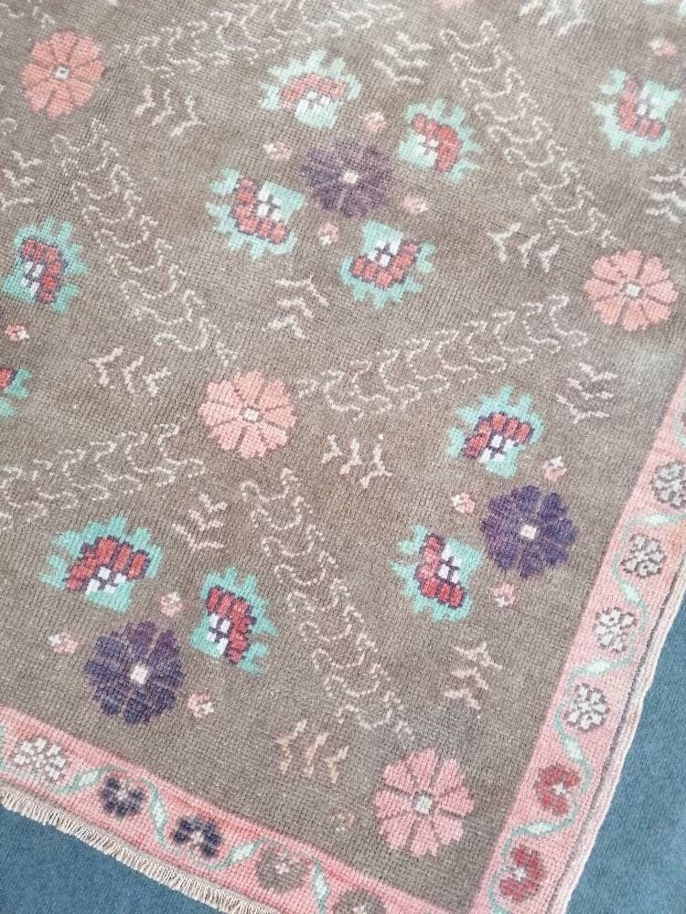5'4x9 large wool rug, oushak hand made rug, bohemian rug, living room rug