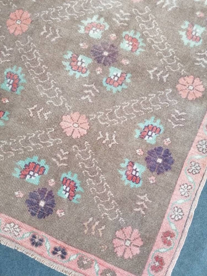 5'4x9 large wool rug, oushak hand made rug, bohemian rug, living room rug