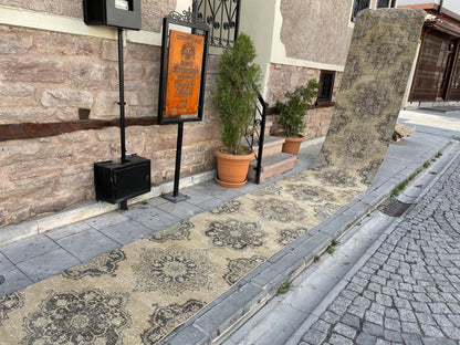 Muted Extra Long Handmade Runner Rug 2.7 x 23.5 Long TURKISH Runner Rug Vintage Runner Rug Staircase Runner Hand Knotted Runner