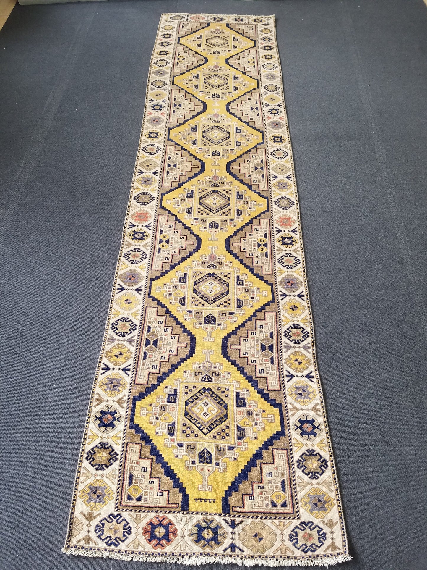 3x12 vintage handmade wool runner, oushak runner, hallway runner rug, kitchen runner