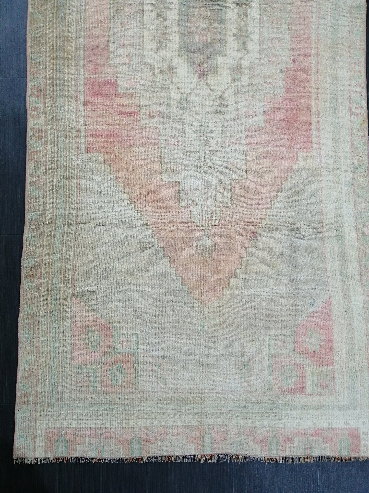 3.7 x 9 Muted Oushak Runner Rug Turkish Runner Rug Vintage Runner Rug Hallway Runner Rug Kitchen Runner Rug Wool Runner Rug