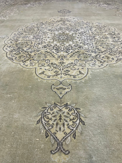 Vintage Turkish Rug Vintage Green 7x10 ft Rug, Oriental Rug Wool Rug Fine Hand Knotted Vintage Rug HandMade Rug Persian Rug