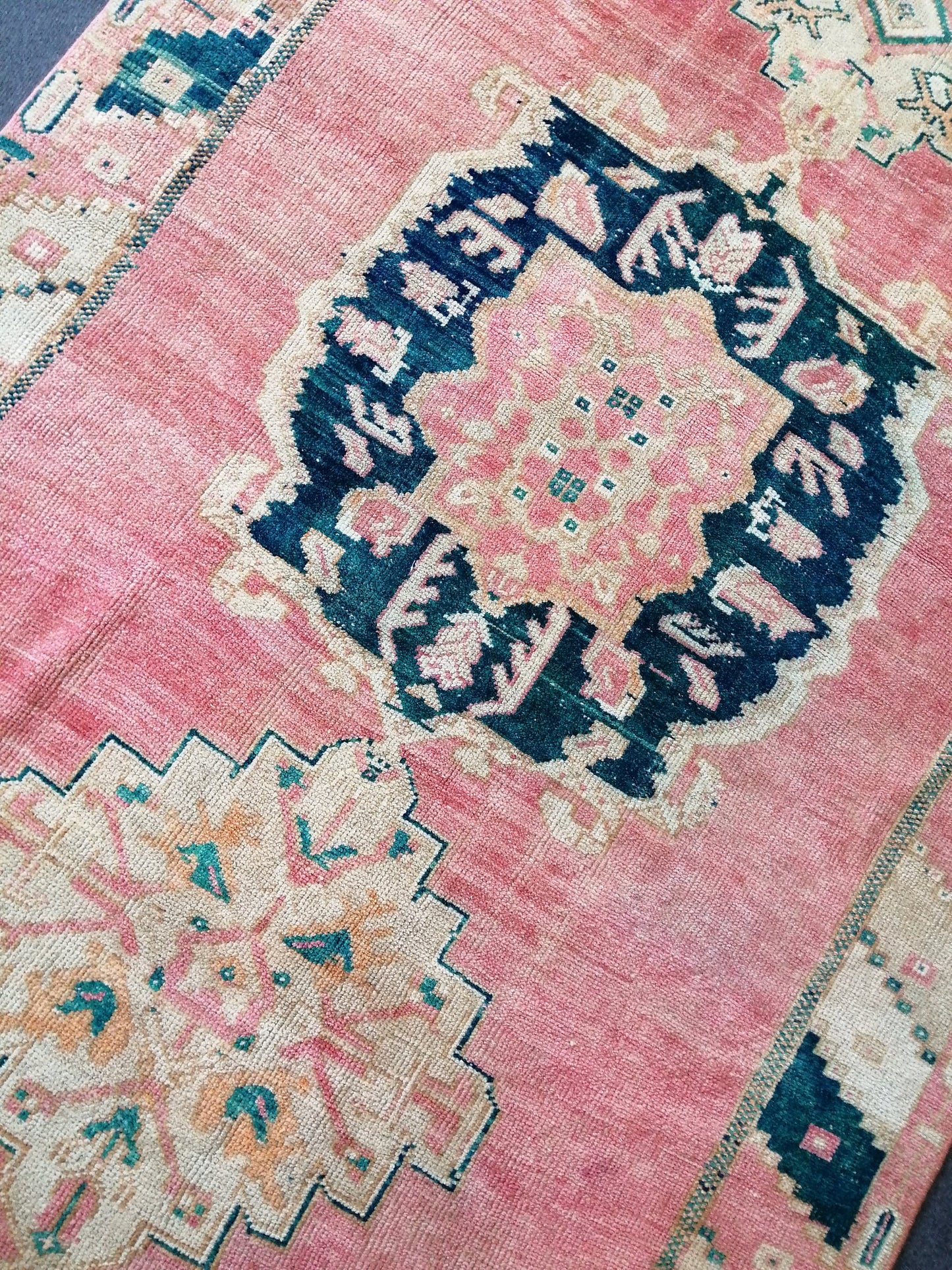 Handmade  Runner RUG TURKISH 4.4 x 10.9 Rug Vintage Oushak Runner Rug Vintage Runner Rug Wool Oriental Rug Vintage Turkish Rug