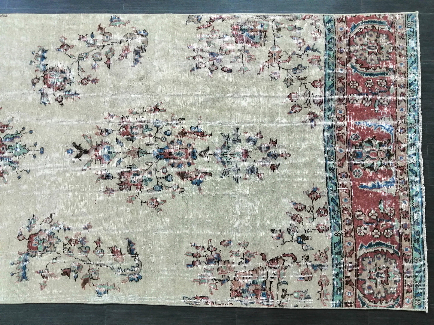 Distressed OUSHAK RUG 11.6 x 3.8 Muted Vintage  Runner Rug Vintage Runner Rug Wool Oushak Rug Vintage Turkish  Runner Rug