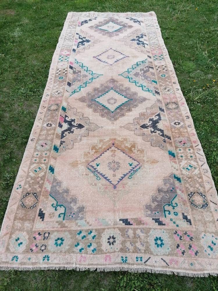 5x13 vintage runner rug, unique hand made wool runner rug, kitchen runner rug, hallway runner rug