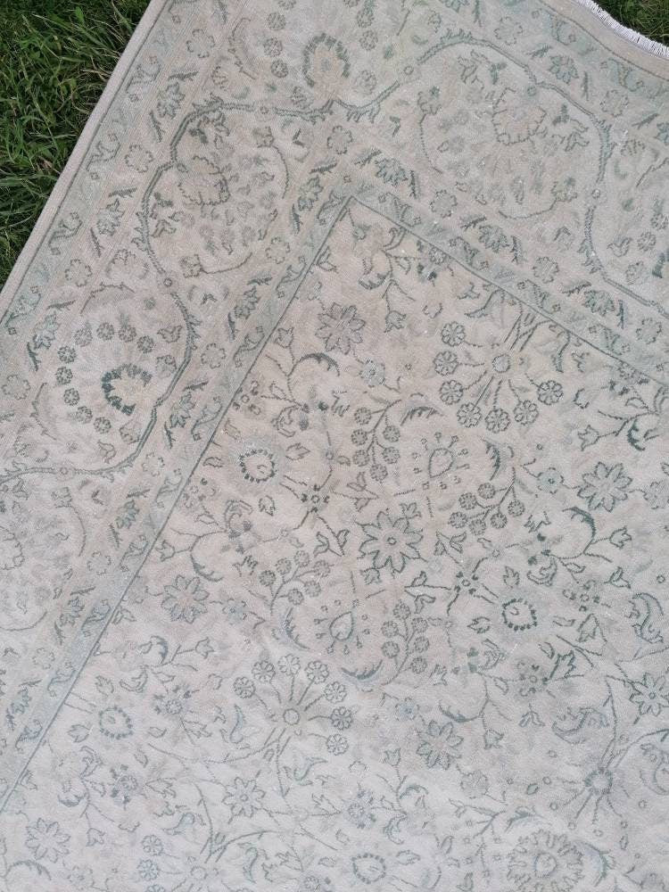 6'6x9'6 large morracon wool rug, oushak hand made rug,muted bohemian rug, living room rug