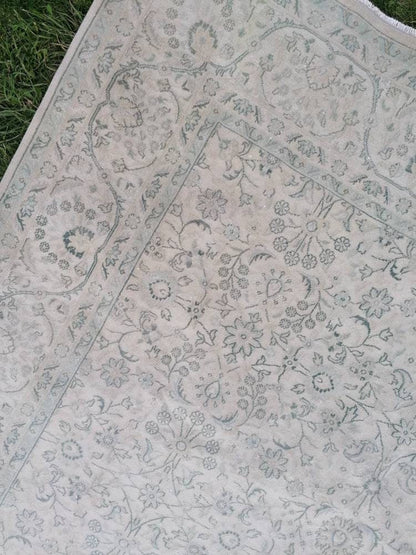 6'6x9'6 large morracon wool rug, oushak hand made rug,muted bohemian rug, living room rug