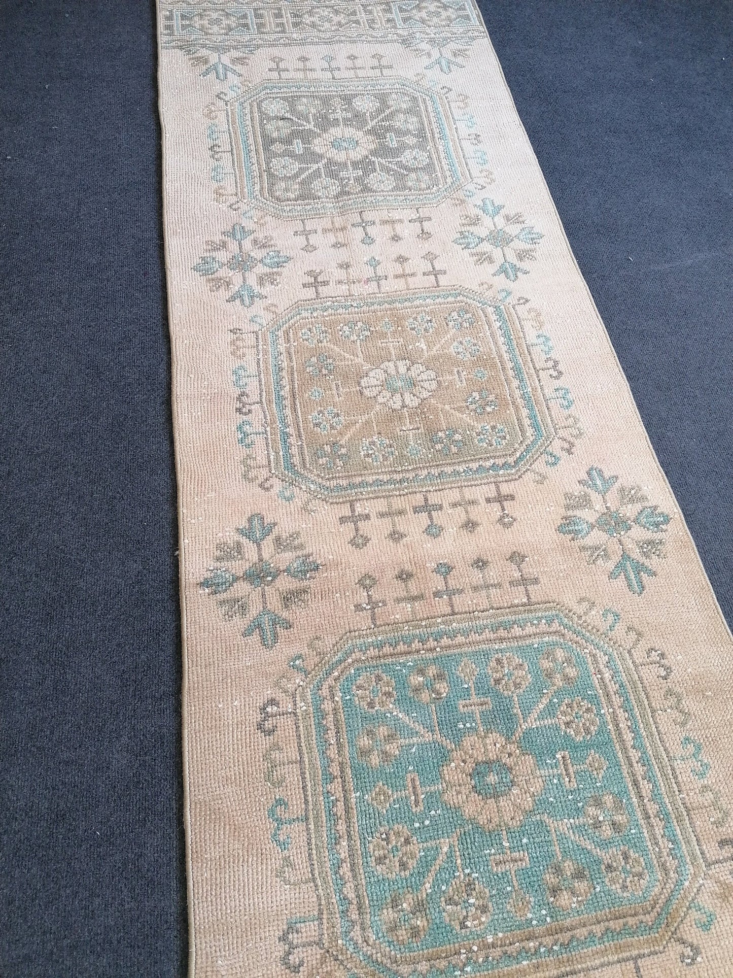 2'6x11'6 turkish runner rug, runner rug,vintage, oushak runner rug, kitchen runner rug, hallway runner rug,vintage runner rug,oushak runner