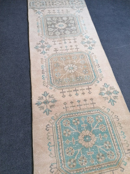 2'6x11'6 turkish runner rug, runner rug,vintage, oushak runner rug, kitchen runner rug, hallway runner rug,vintage runner rug,oushak runner