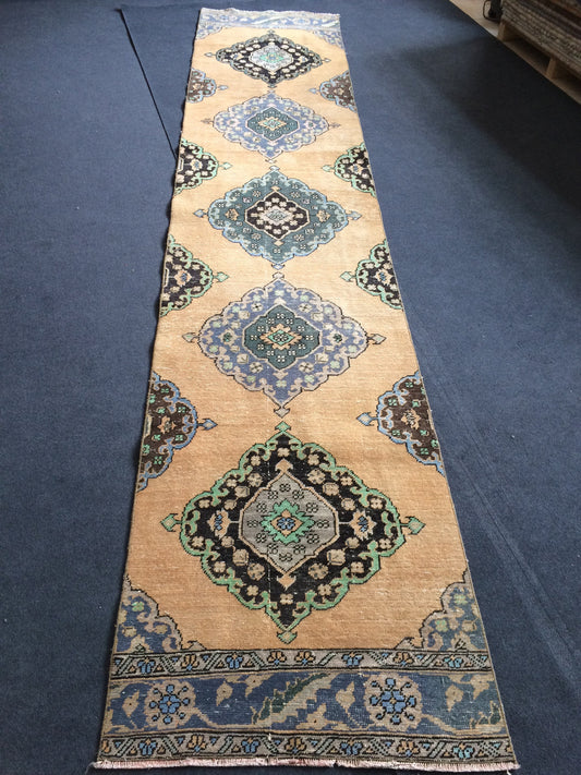 13 x 2.8 Oushak Runner Rug Turkish Runner Rug Vintage Runner Rug Hallway Runner Rug