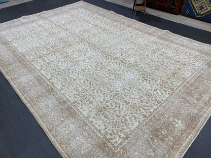 Muted Persian RUG 6.7 x 10 Turkish Oushak Rug Neutral Antique Rug Vintage Rug Wool Muted Oriental Rug Handmade Rug Hand Knotted Rug